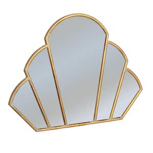 33.1 in. W x 25.6 in. H Metal Scallop Shaped Antique Gold Decorative Mirror