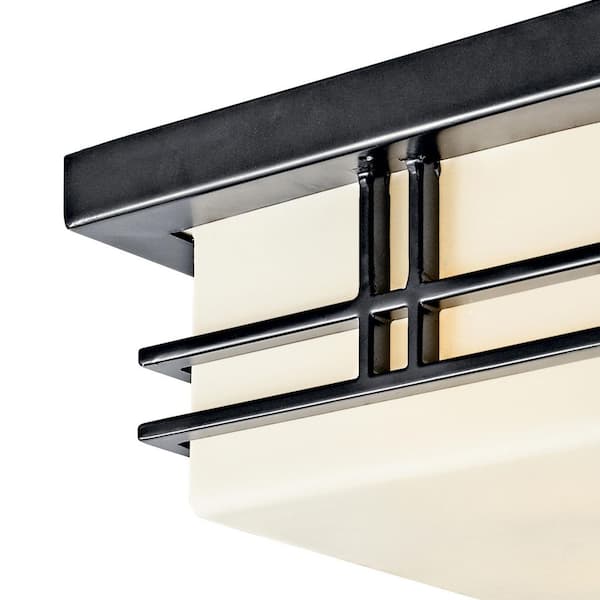 KICHLER Tremillo 2-Light Black Outdoor Porch Ceiling Flush Mount