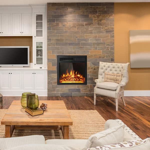 18 in. 750/1500-Watt Recessed and Freestanding Electric Fireplace Insert with 7-Level Adjustable Flame & Remote Control