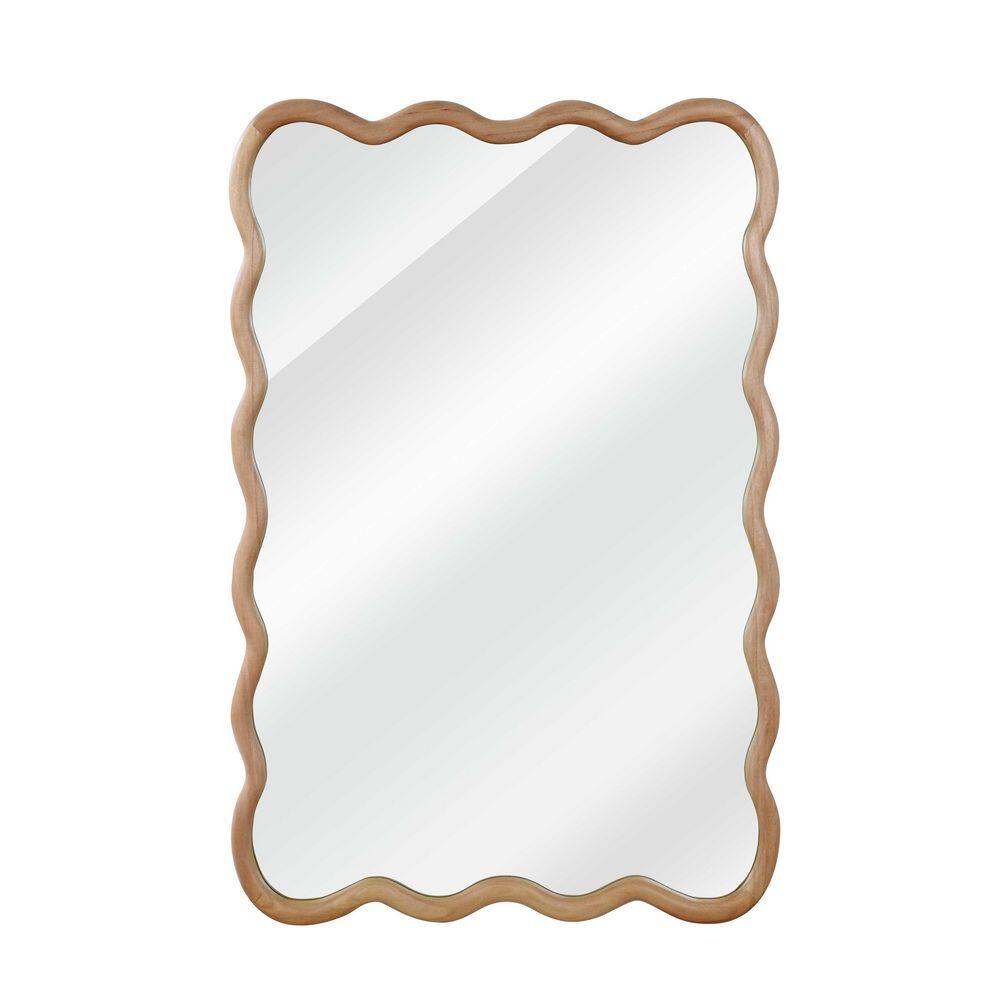 Natural Wood 24 in. W x 36 in. H Small Rectanngular Framed Decorative Wall Mount Bathroom Vanity Mirror