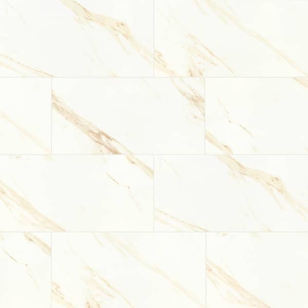 Yosemite White 16 in. x 32 in. Polished Porcelain Floor and Wall Tile (3.55 sq. ft./Each)