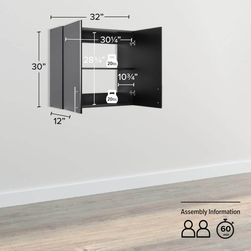 Black Adjustable Wall Mounted Storage Cabinet with Shelves
