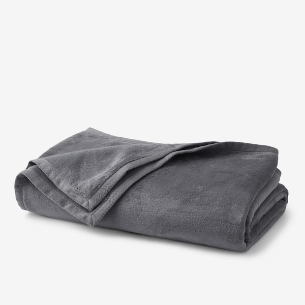 The Company Store Cotton Fleece Gray Flannel Cotton Full Blanket