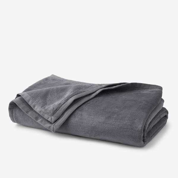 The Company Store Cotton Fleece Gray Flannel Cotton Twin Blanket