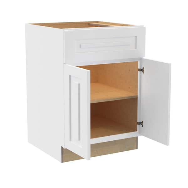 Home Decorators Collection Grayson 27 in. W x 24 in. D x 34.5 in. H Assembled Plywood Base Kitchen Cabinet in Pacific White with Soft Close