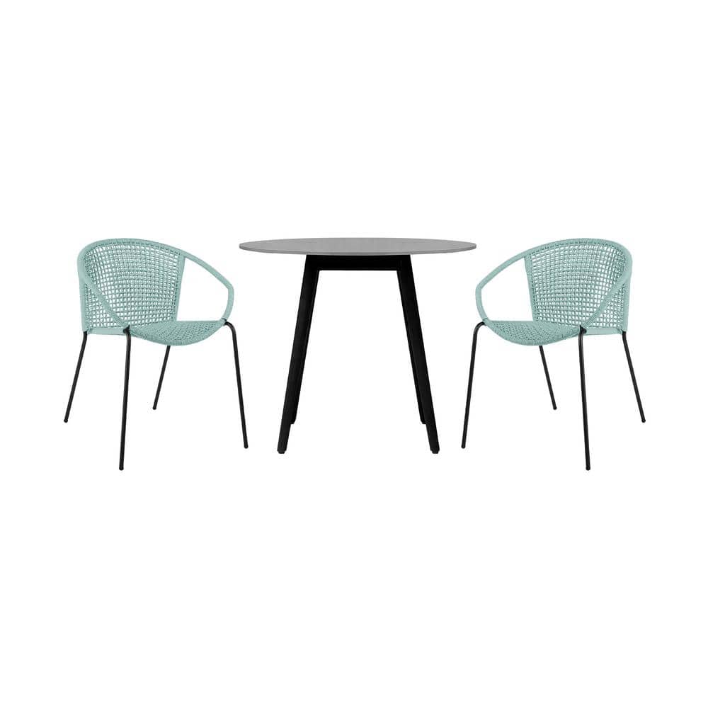 Sydney and Snack Wasabi 3-Piece Wood Round Outdoor Dining Set