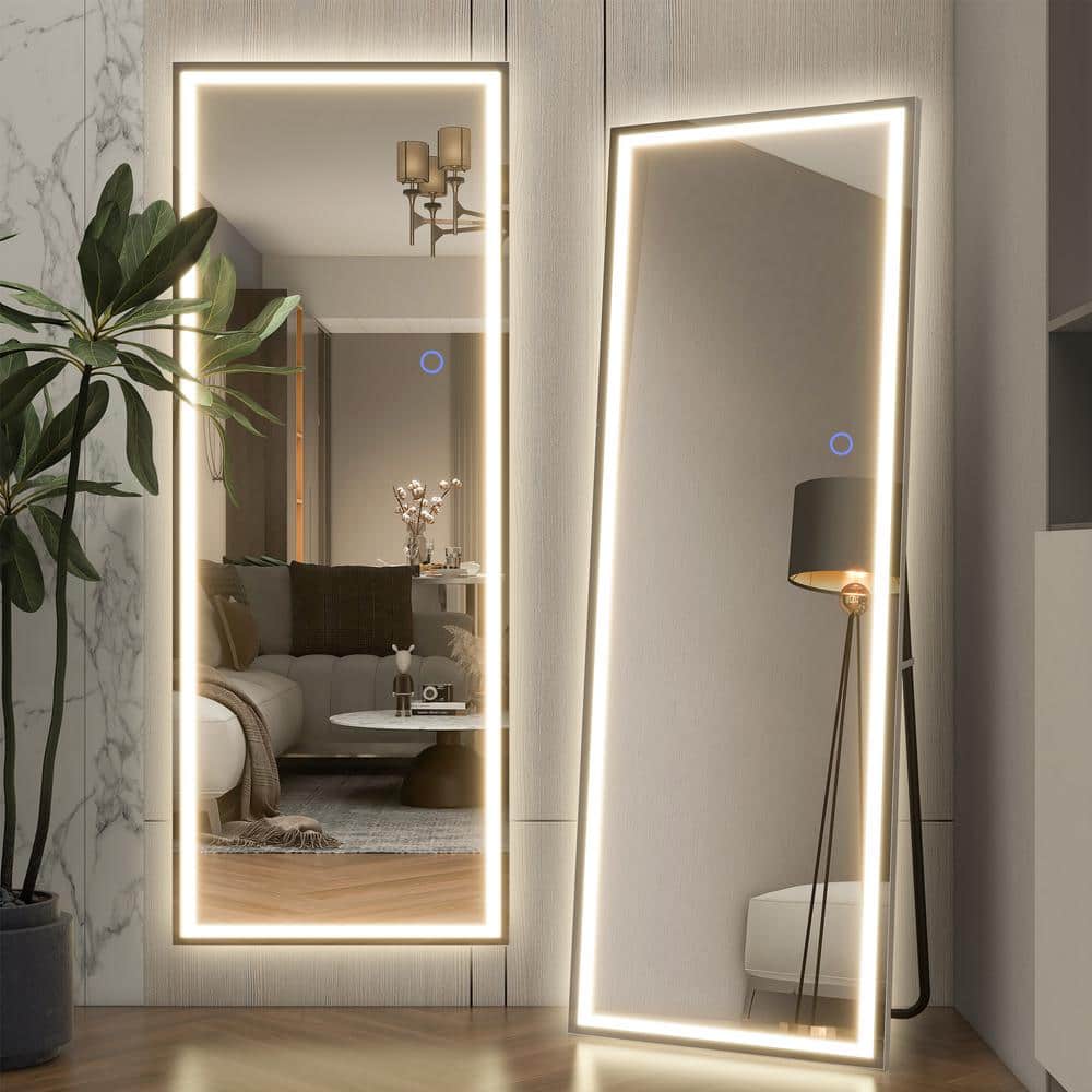 20 in. W x 63 in. H LED Rectangular Frameless Wall Mirror in White