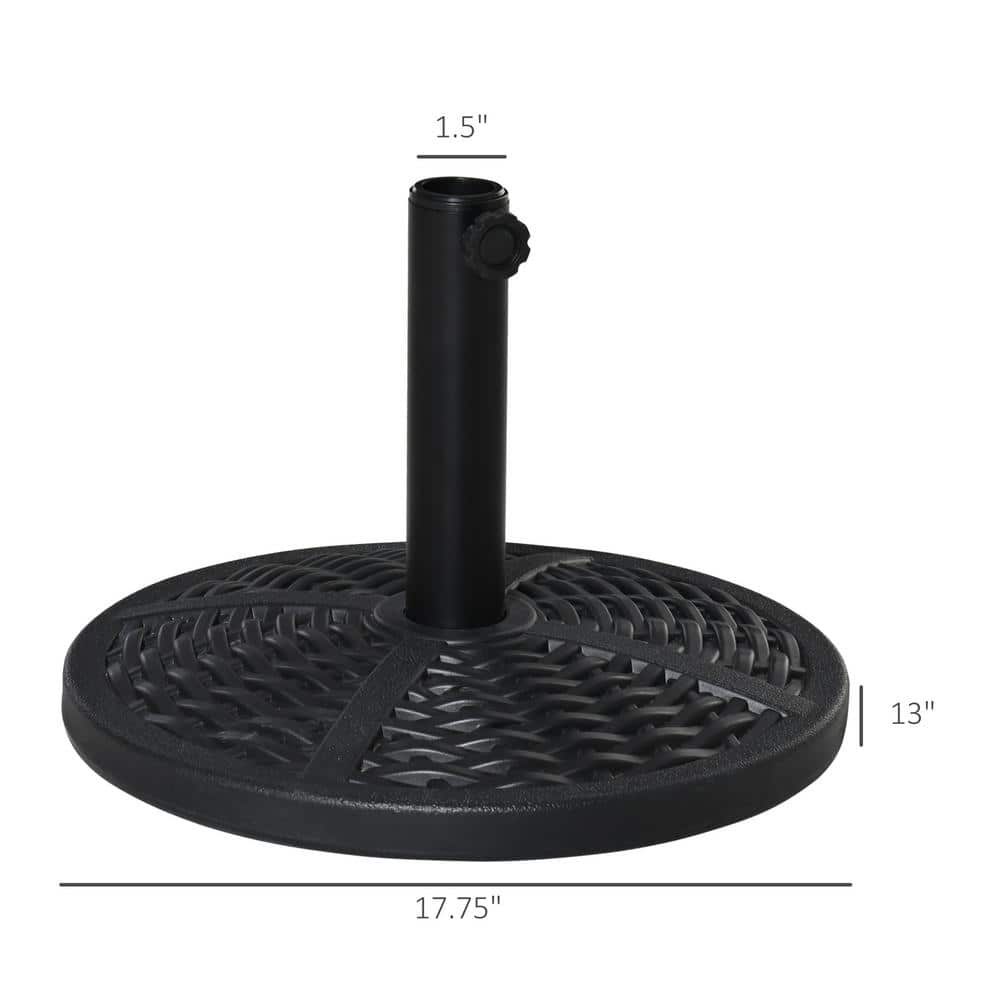 Black Heavy Duty Round Concrete Umbrella Base with Rattan Design