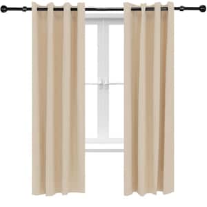 2 Indoor/Outdoor Blackout Curtain Panels with Grommet Top - 52 x 84 in (1.32 x 2.13 m) - Beige