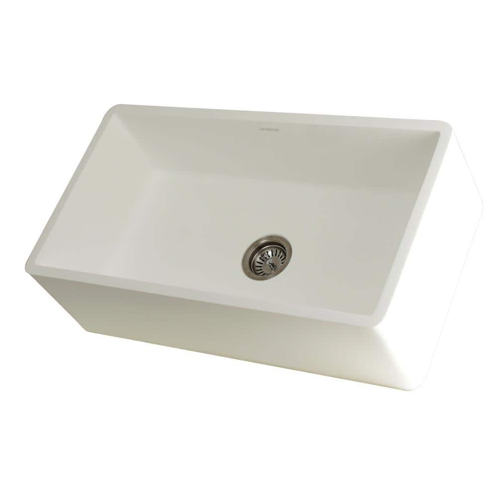 Kingston Brass Clover Farmhouse Solid Surface 33 in. Single Bowl ...