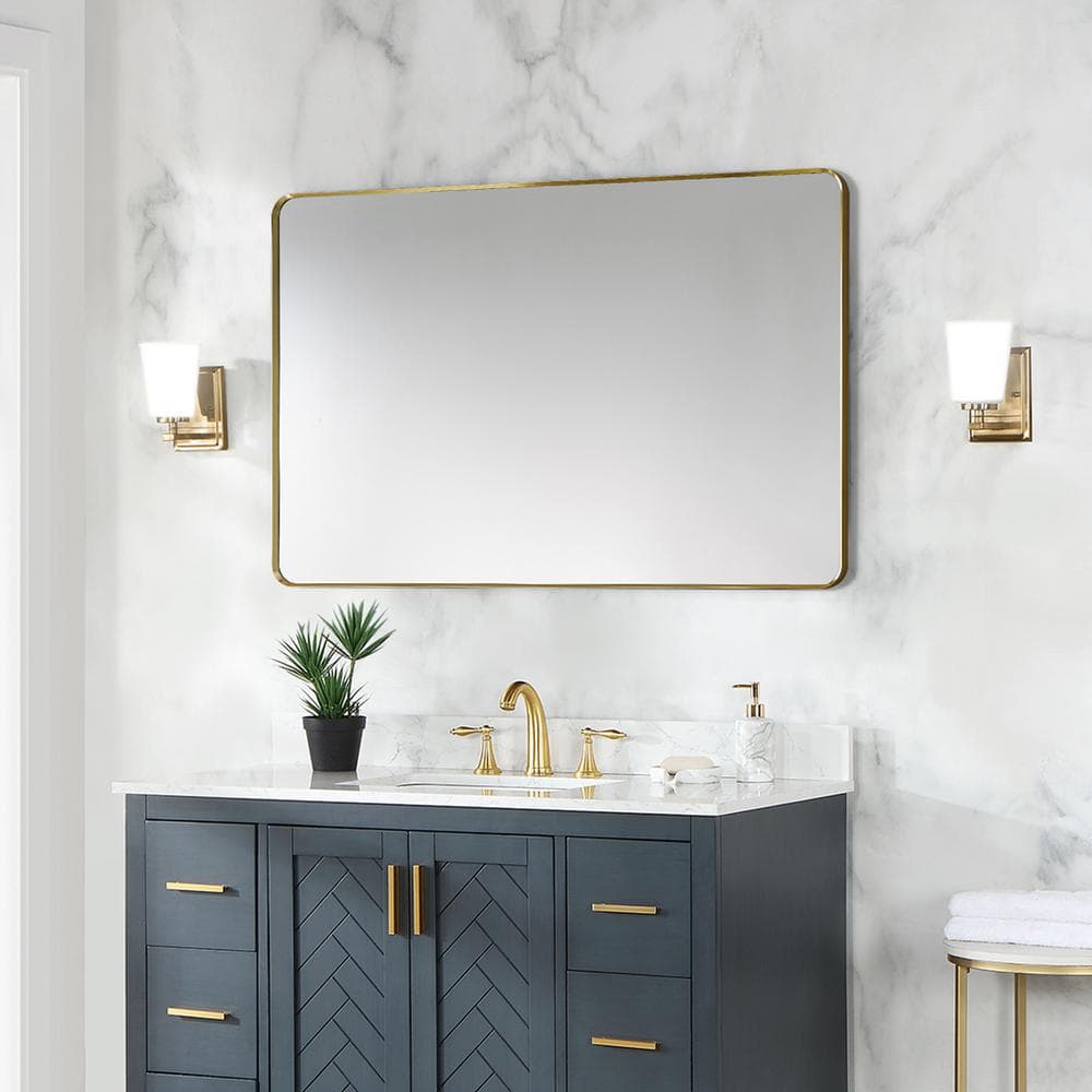 Eleganza 48" Gold & Silver Aluminum Rectangular Vanity Mirror