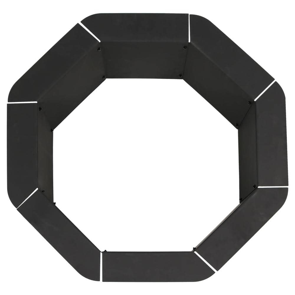 38" Black Steel Octagonal Wood-Burning Fire Pit Ring