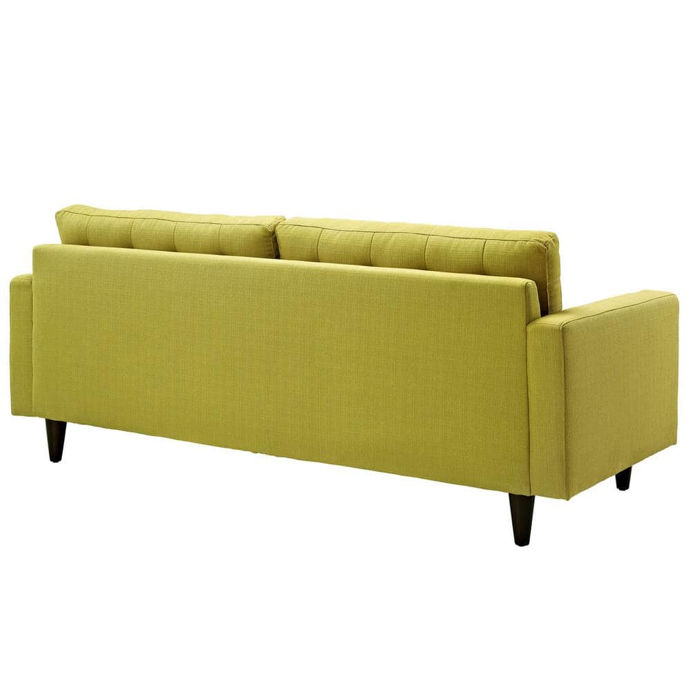 Empress Wheatgrass Tufted Fabric Sofa with Solid Wood Legs