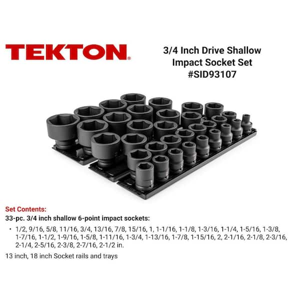 3/4 in. Drive 6-Point Impact Socket Set with Rails and Trays, 33-Piece (1/2-2-1/2 in. )