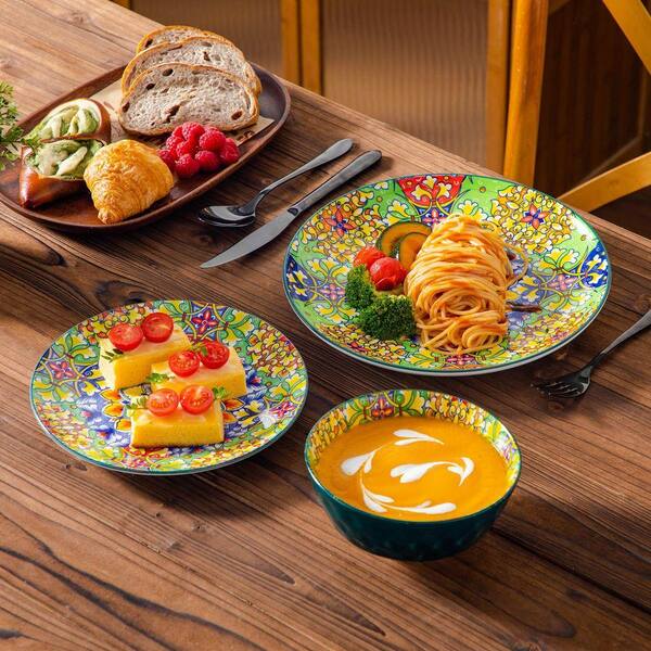 ASSIETTE DE DESSERT セット vancasso 12-Piece Multi-Colored Porcelain Dinnerware Set Service