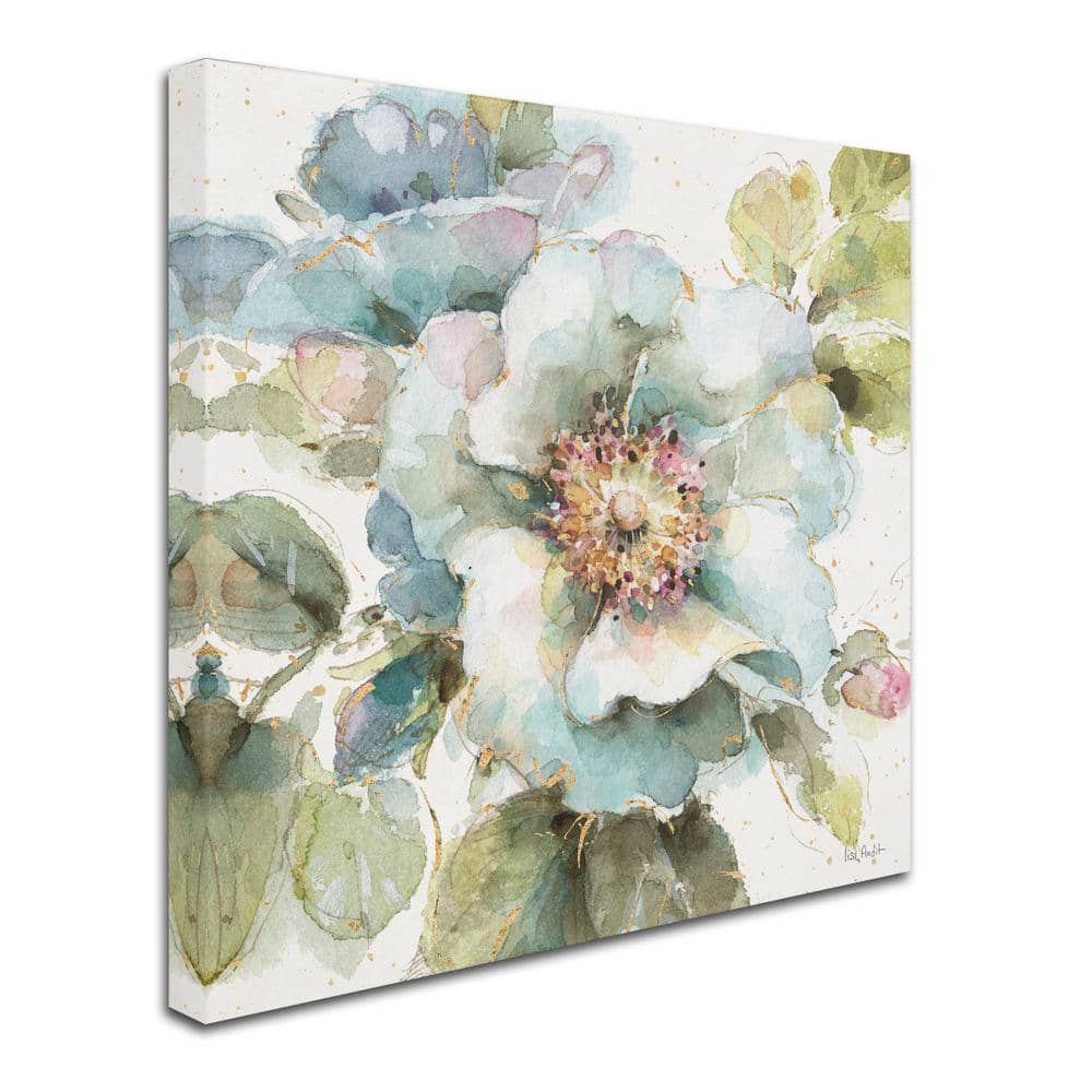 Large Blue and Gold Floral Canvas Print