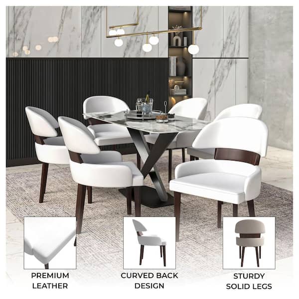 Leisuremod Modern Dining Chairs Leather Seat Curved Open Leisuremod Modern Dining Chairs Leather Seat Curved Open