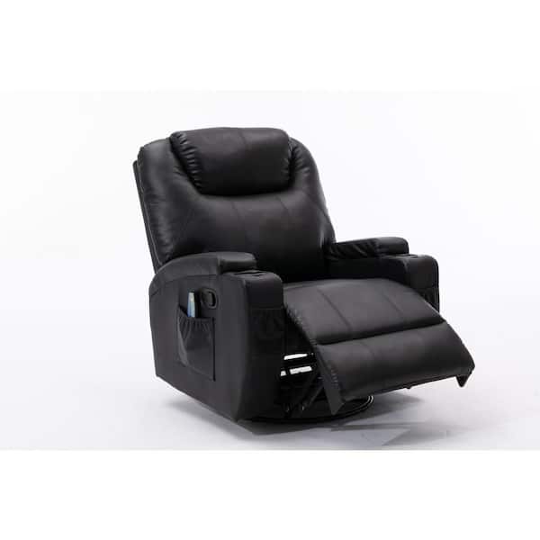 Pinksvdas 33.9 in Big and tall Recliner, 8 points massage and heating function, with 360-degree rotation and footrest.