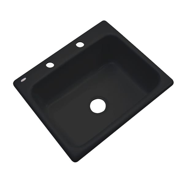 Thermocast Inverness Drop-In Acrylic 25 in. 2-Hole Single Bowl Kitchen Sink in Black