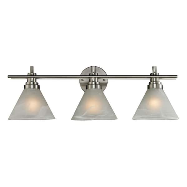 Titan Lighting Pemberton 3-Light Brushed Nickel Wall Mount Bath Bar Light