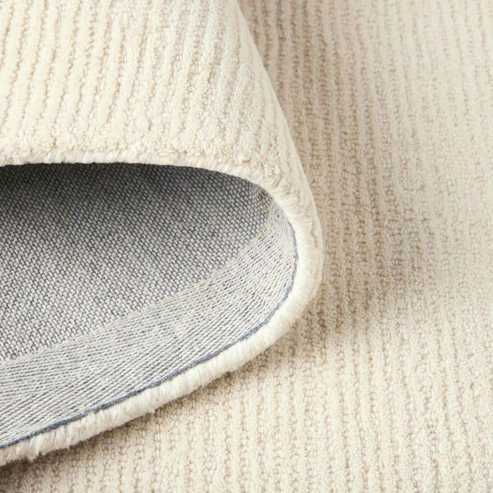Taupe and Ivory Ribbed Hand-Tufted Wool 5' x 7' Area Rug