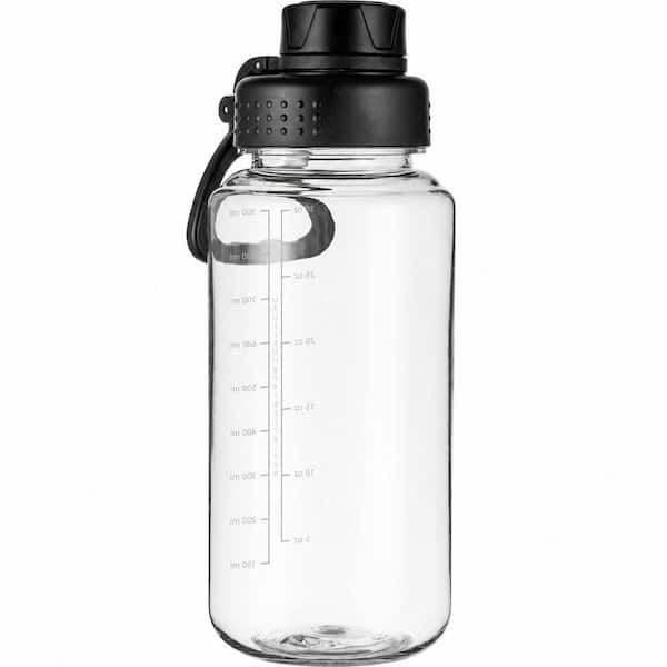 32 oz. Clear Black Tritan BPA-Free Leakproof Fast Flow Spout Wide Mouth Water Bottle with Handle for Gym School Office