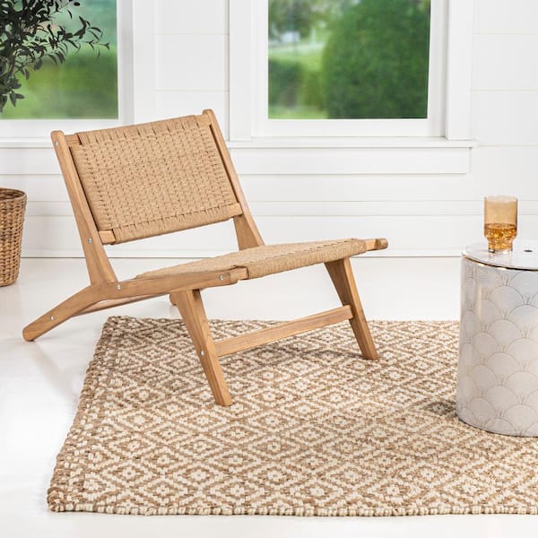 JONATHAN Y Parker Mid-Century Modern Woven Seagrass Wood Armless Lounge Side Chair, Natural