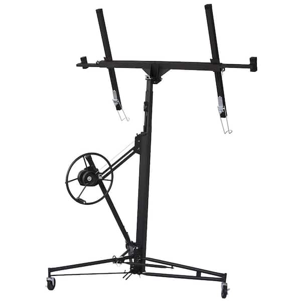 Unbranded Black 11 ft. Welded Steel Drywall Lifter Panel Hoist Jack Lifter, 150 lbs. Load Capacity