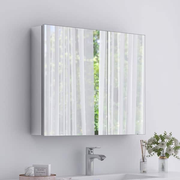 30 in. W x 24 in. H Rectangular Aluminum Medicine Cabinet with Mirror