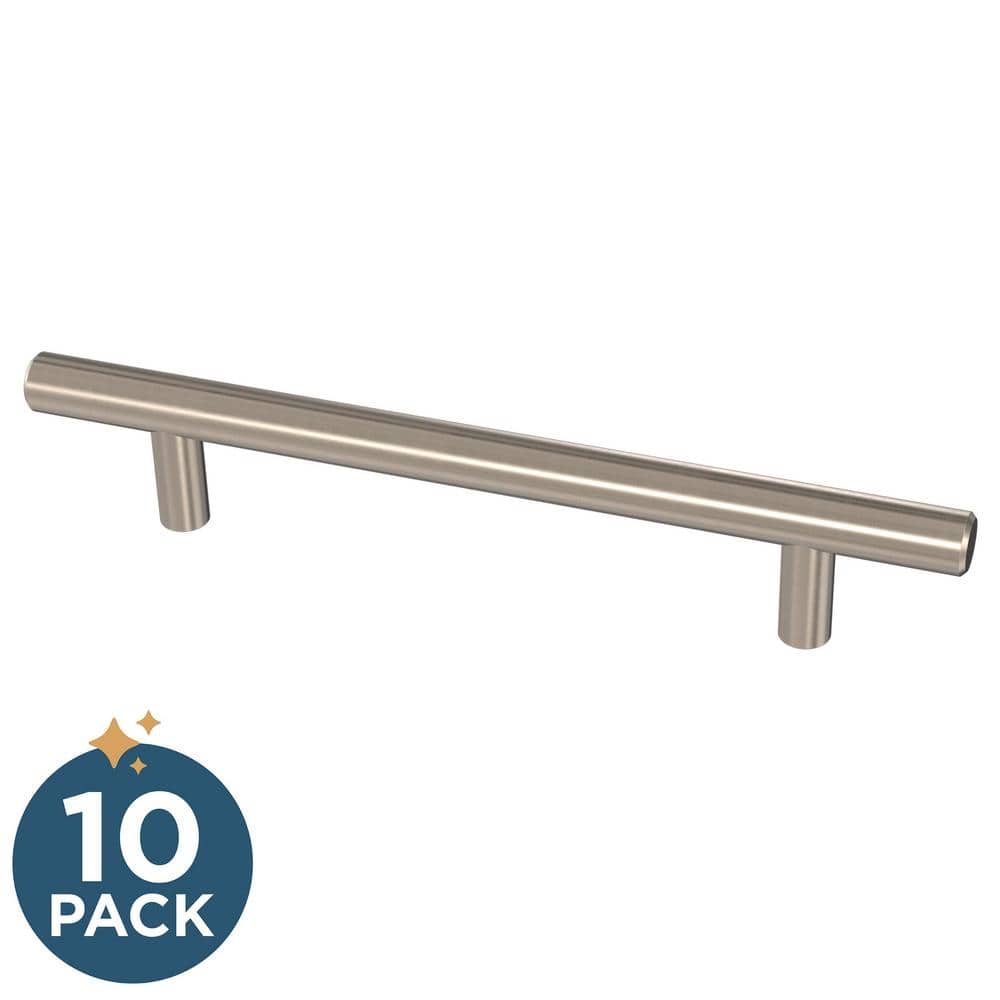 10-Pack Solid Bar 5-1/16 in. (128 mm) Modern Cabinet Drawer Pulls in Stainl