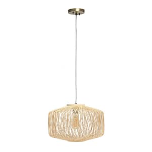 60 in. 1-Light Natural Round Pendant Light