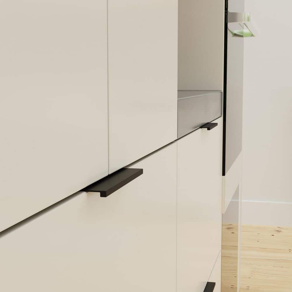 Ethan Matte Black Rectangular Finger Pull with Mounting Hardware