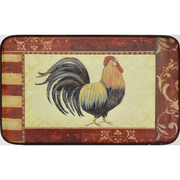 J&V TEXTILES Cloud Comfort Rooster 18 in. x 30 in. Anti-Fatigue Kitchen Mat