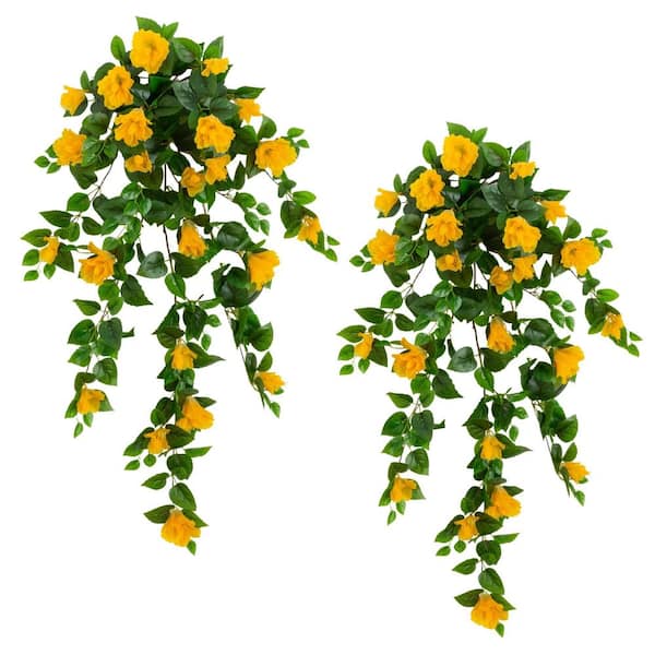 41 in. UV Resistant Artificial Hibiscus Hanging Plant (Indoor/Outdoor) - (Set of 2)