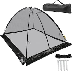 Pond Cover Dome 10 ft. x 14 ft. UV-Resistant Nylon Mesh Garden Pond Netting with Zipper and Wind Rope for Garden, Black