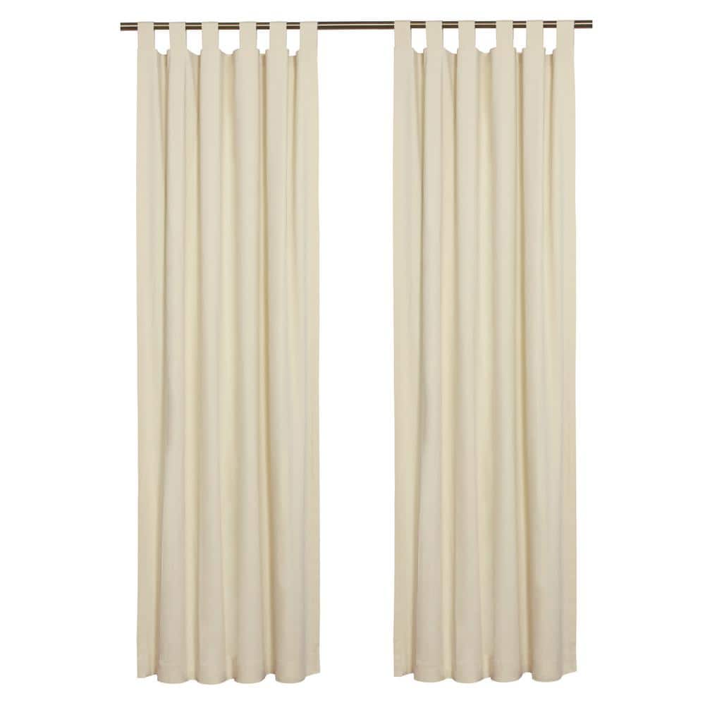 Natural Cotton Tab Top Room-Darkening Curtain Panels Pair
