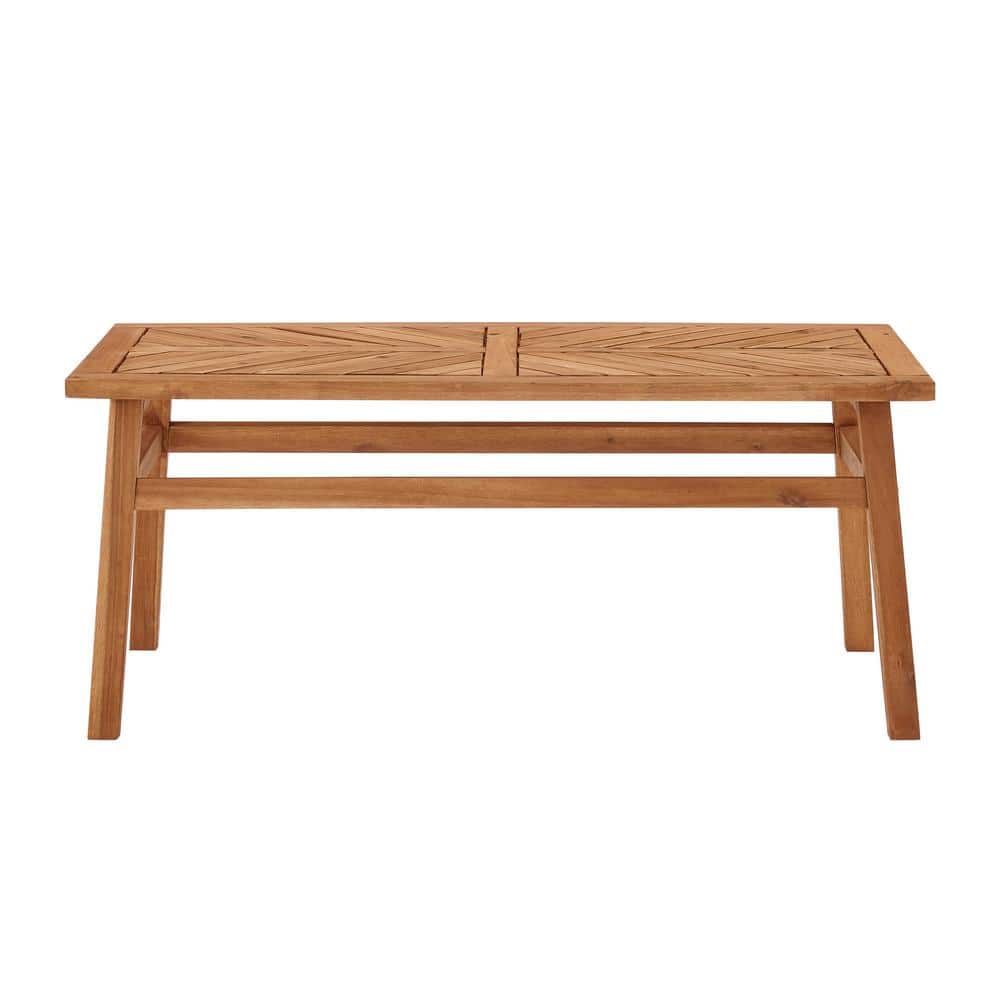 Brown Acacia Wood Chevron Outdoor Patio Coffee Table
