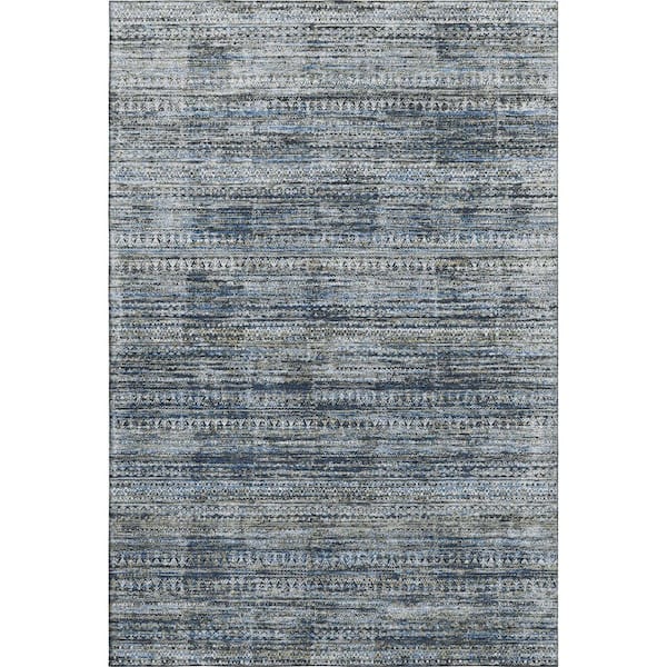 Mayfield Premium Machine Washable Abstract AMF1971 Denim 3 ft. x 4 ft. Area Rug