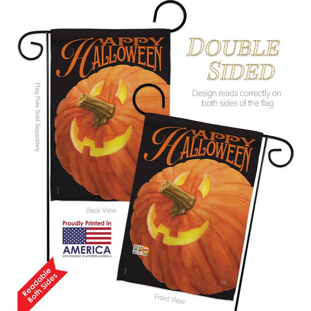 13 in. x 18.5 in. Double-Sided Jack-O-Lantern Polyester Garden Flag