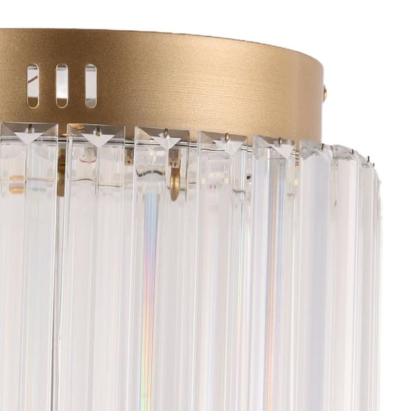 YANSUN 10 in. Gold Cylinder 1-Light Dimmable LED Flush Mount