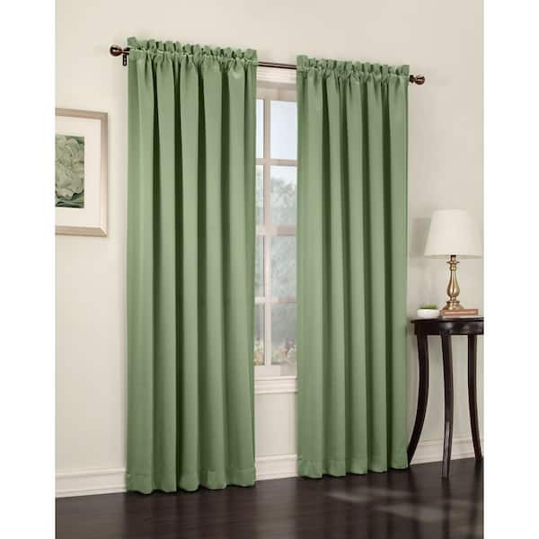 Sun Zero Sage Green Solid Rod Pocket Room Darkening Curtain - 54 in. W x 95 in. L