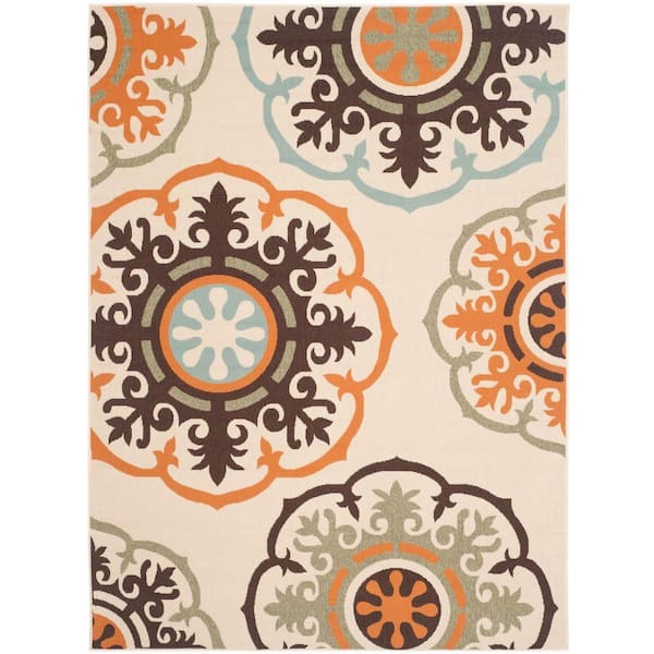 Safavieh Veranda Cream/Terracotta 6 ft. 7 in. x 9 ft. Indoor/Outdoor Area Rug