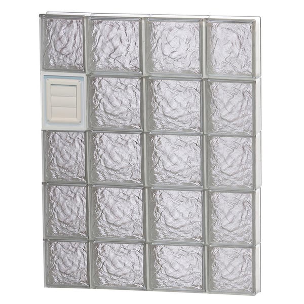 Clearly Secure 27 in. x 36.75 in. x 3.125 in. Frameless Ice Pattern Glass Block Window with Dryer Vent