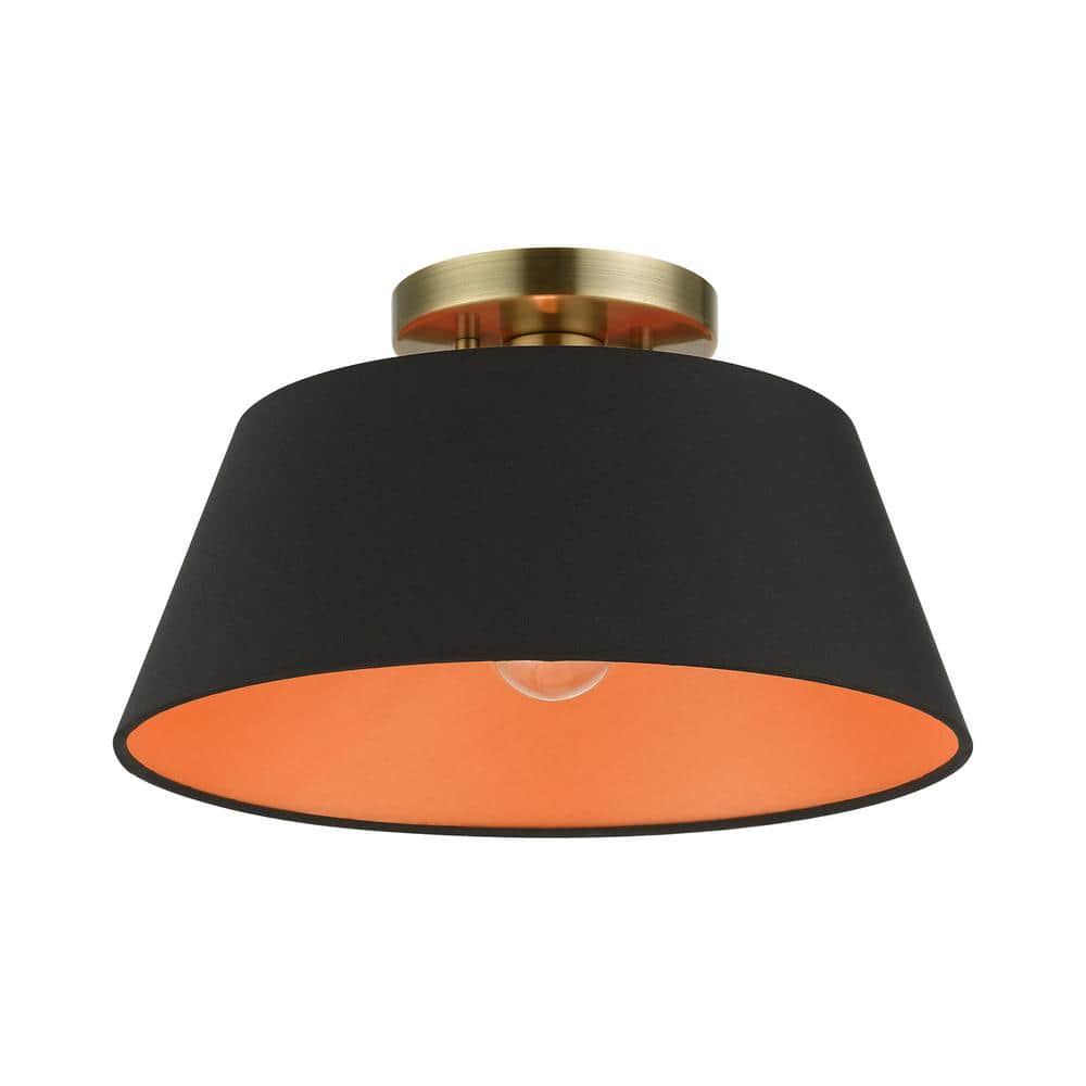 Palma Antique Brass Glass Indoor/Outdoor Semi-Flush Mount