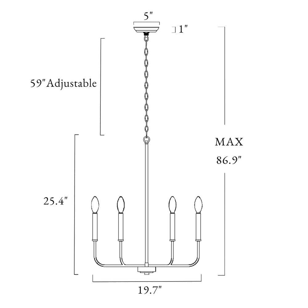 Askrlessi Matte Black 6-Light Adjustable Iron Candle Chandelier