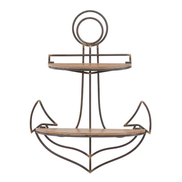 DANYA B Anchor Wood and Metal Floating Wall Shelf