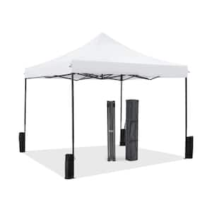 10 ft. x 10 ft. Easy Setup Outdoor Shade Instant Portable Sun Shelter Canopy Tent for Parties Camping Beach, White