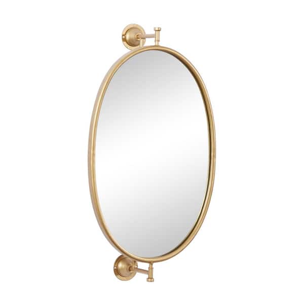 29 in. x 15 in. Oval Shaped Round Framed Gold Wall Mirror