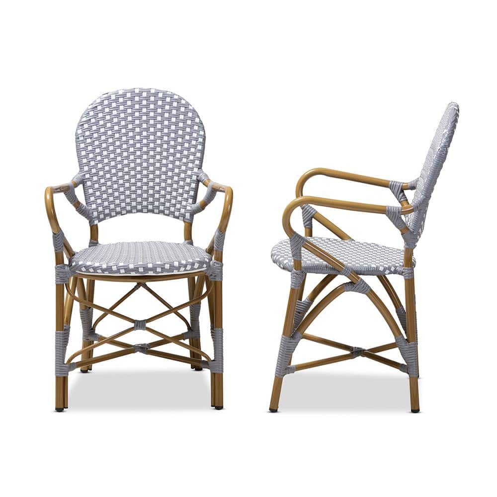 Seva Beige and Grey Bamboo-Style Aluminum Dining Chair