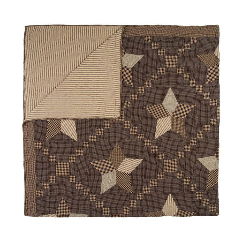 Farmhouse Star King Black Cotton Reversible Quilt Set